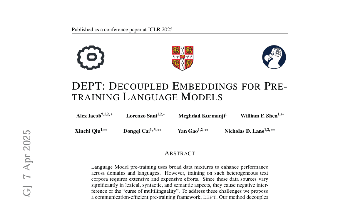 DEPT: Decoupled Embeddings for Pre-training Language Models