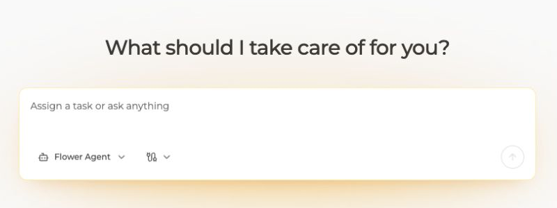 Flower Agent new-chat screen with an empty prompt and Flower Agent selected.