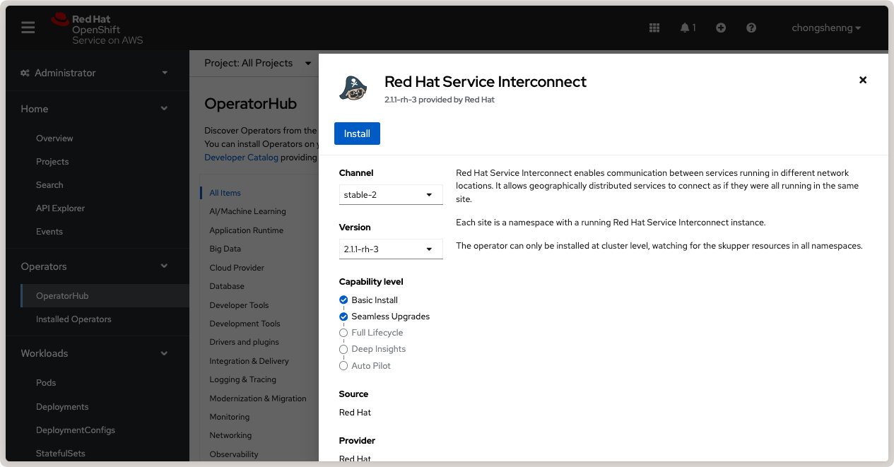 Install Red Hat Service Interconnect Operator