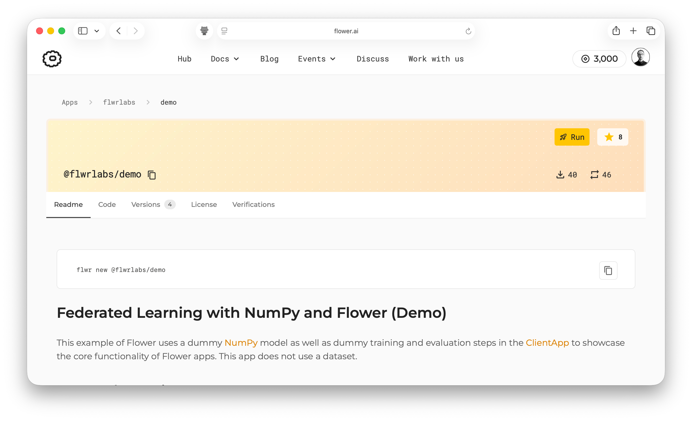 Demo app on Flower Hub