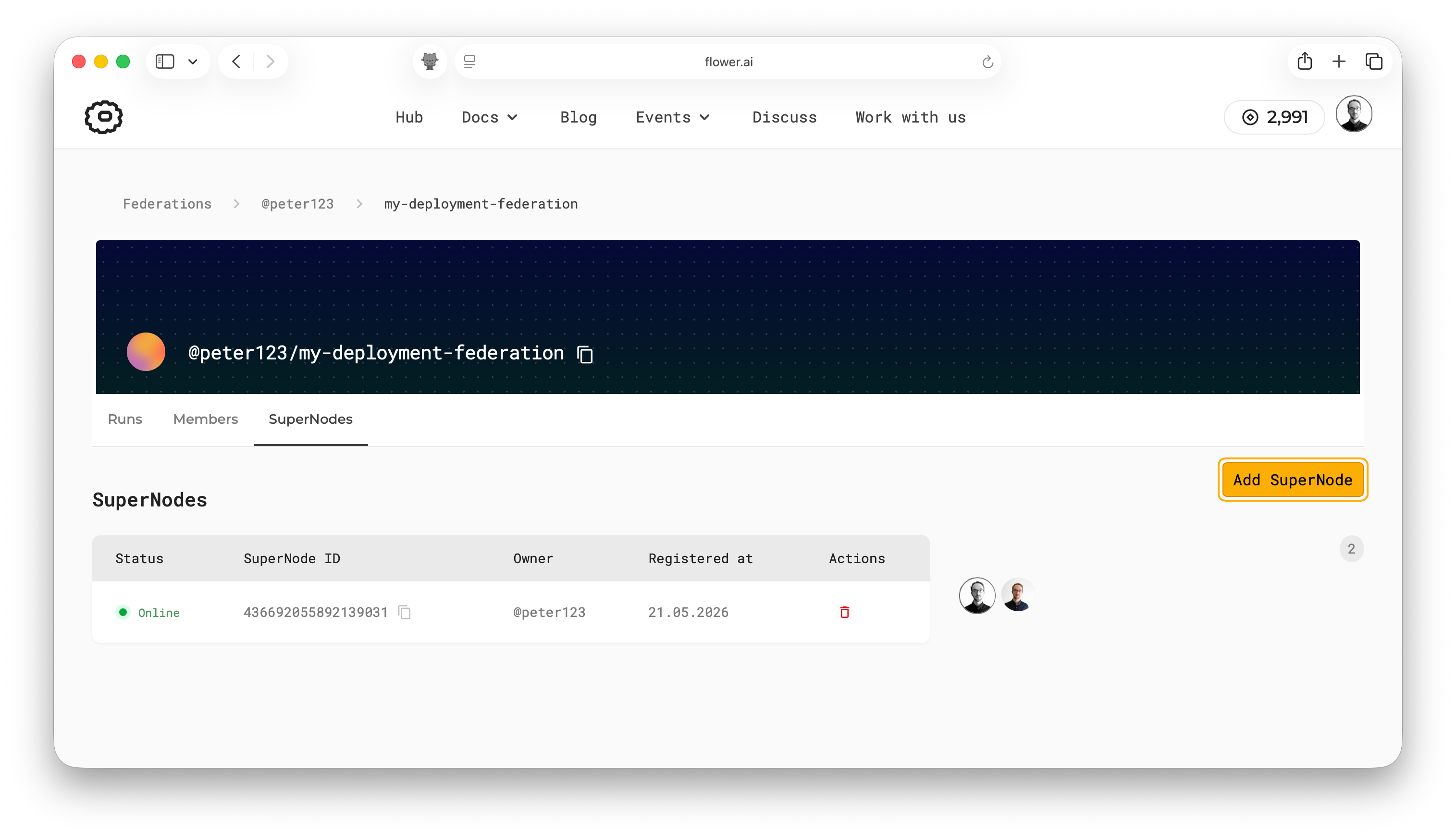 SuperNode added to federation