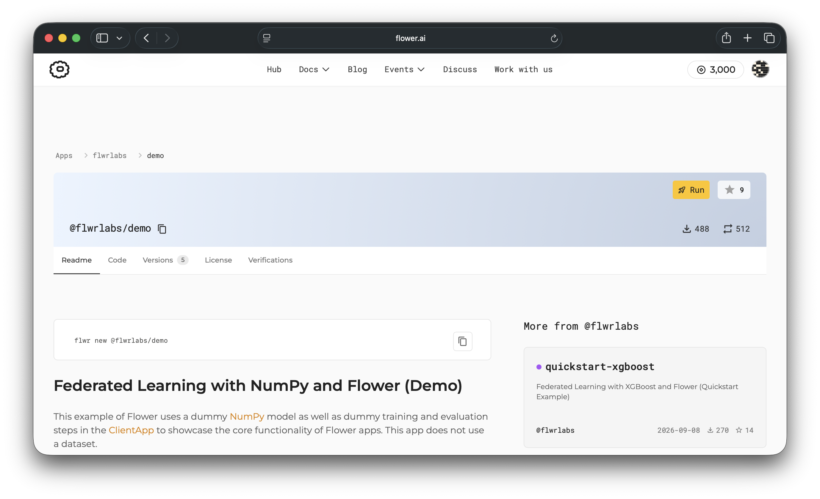 Demo app on Flower Hub