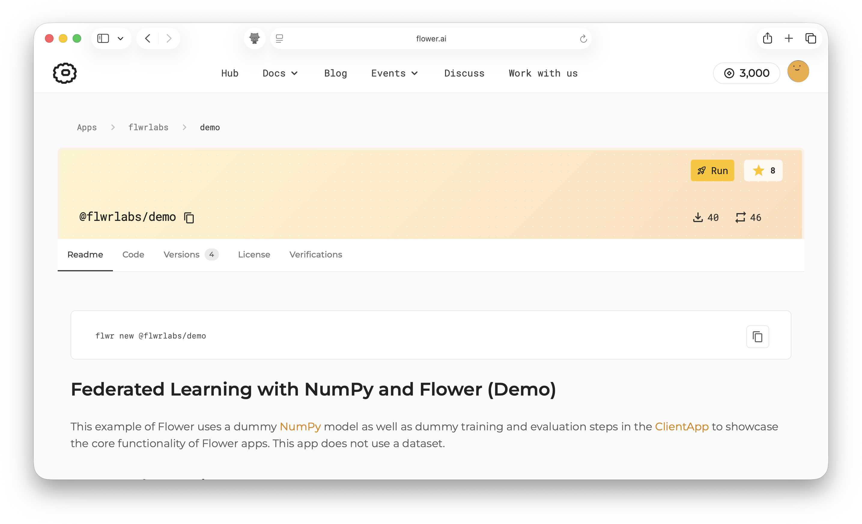 Demo app on Flower Hub