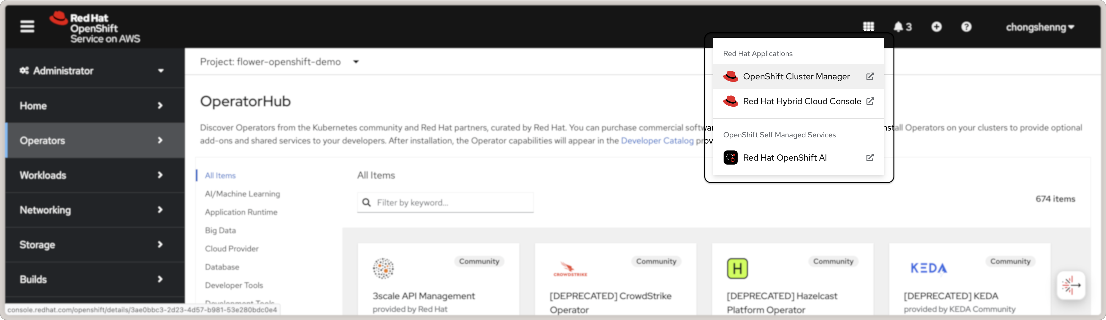Launch Red Hat OpenShift AI from OpenShift console