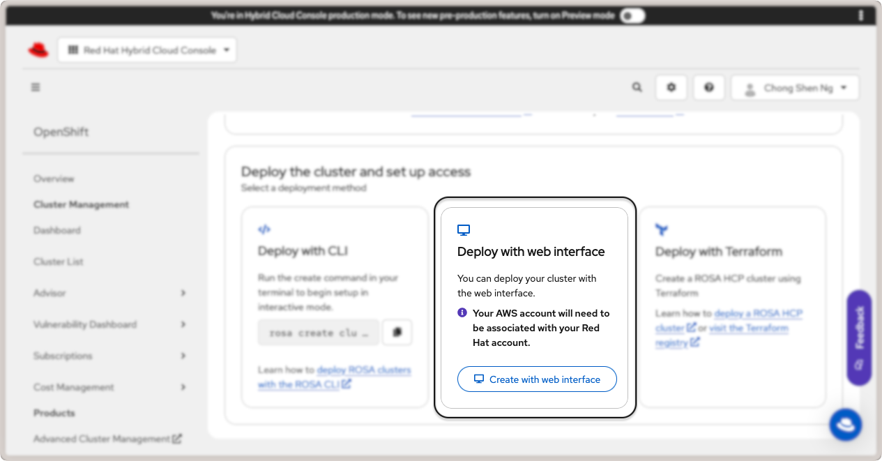 Deploy Red Hat OpenShift cluster with web interface