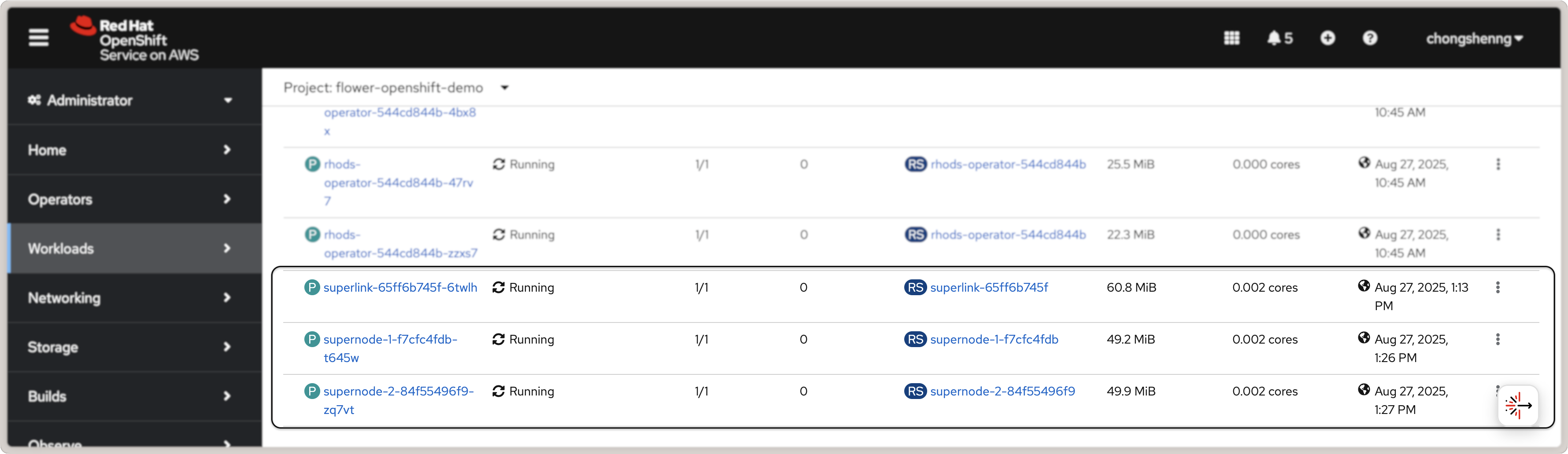 Flower SuperLink and SuperNode pods in Red Hat OpenShift