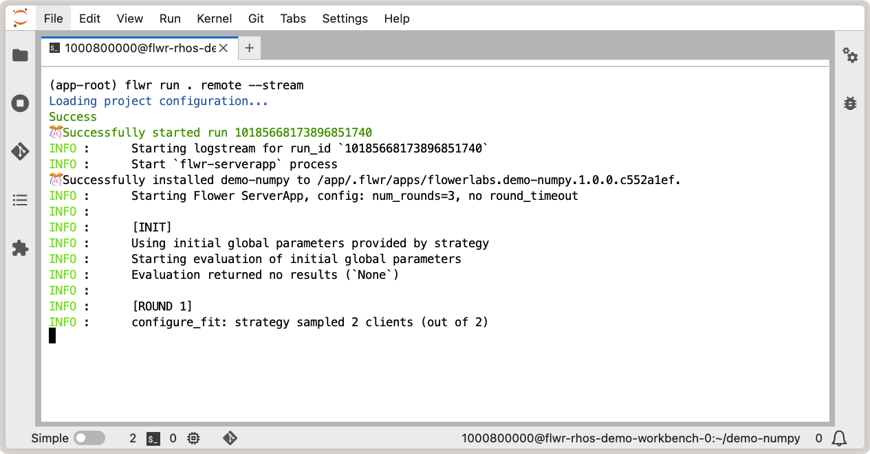 Running Flower app in OpenShift AI workbench